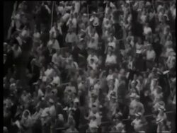 B/W high angle tilt down of audience in crowded baseball stadium / County Stadium / Milwaukee / SOUND Stock Footage
