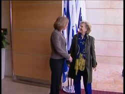 US Sec of State Clinton at Holocaust memorial, meets Livni News Clip