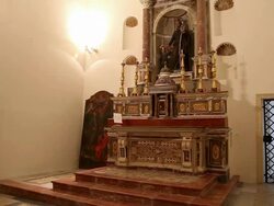 Erice, the Royal church, polychromatic marble altar, Sicilian craftmen from the first half of the 18th century Stock Footage