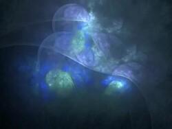 Animation of fractal flame in blue, green and white. Fractal flames are a member of the iterated function system class of fractals Stock Footage