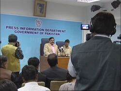 WRAP Bhutto stmnt; journalists protest ADDS govt minister News Clip