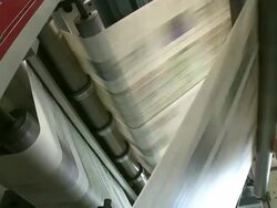 MS PAN View of web press news paper print office / Ruesselsheim, Hesse, Germany  Stock Footage