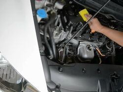 Washing the Car and inspect engine compartment for trouble Stock Footage