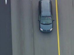 MS AERIAL TS ZO Shot of Car moving on road / North Carolina, United States Stock Footage