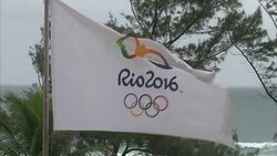 Rio2016 Olympics flag in Rio de Janeiro News Clip