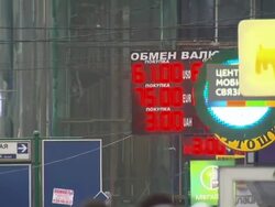 Moscow Streetscenes & Rouble Crashing on Ticker News Clip
