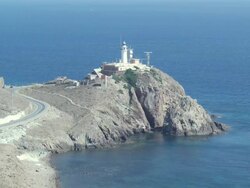 WS View of lighthouse on edge / Cabo De Gata, Andalusia, Spain  Stock Footage