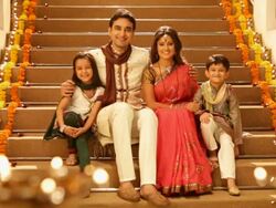 Portrait of a family celebrating diwali festival Stock Footage