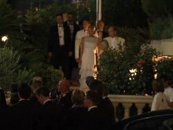 Princess Charlene and Prince Albert of Monaco at the Monaco Royal Wedding: Reception Arrivals at Monaco . (Footage by WireImage Video/Getty Images Entertainment Video) Stock Footage