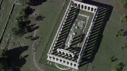 Temple Of Hera, Or the Basilica  - Aerial View - Campania, Provincia di Salerno, Capaccio, Italy Stock Footage