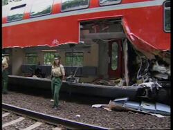 GERMANY: 6 PEOPLE ARE KILLED WHEN STEEL PIPE FALLS OFF TRAIN News Clip