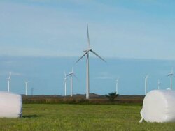 Wind Power and Hay Balls Stock Footage