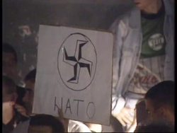 BELGRADE: ANTI US DEMONSTRATION OUTSIDE US CULTURAL CENTRE News Clip