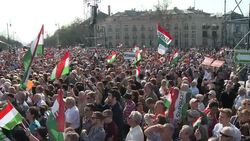 CLEAN : Huge pre election march for Hungarys PM Or News Clip