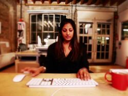 Computer programmer stares at screen Stock Footage