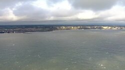 Aerials of stricken cargo ship in channel News Clip