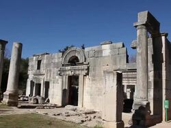 Bar'am, ancient synagogue in the norther Galilee, Israel Stock Footage