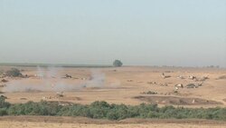 CLEAN : Israeli cannons pound Gaza from the border News Clip