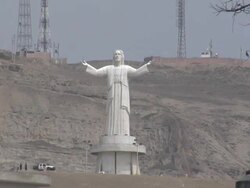 Christ of the Pacific statue in Lima, Peru News Clip