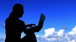 Girl working with laptop Stock Footage