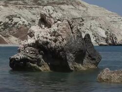 Sea shore and rocks in water, Cyprus Stock Footage