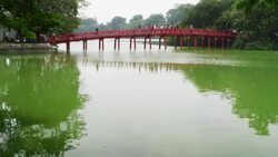 View of Hanoi Hoan Kiem Lake District Stock Footage
