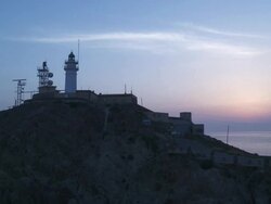 WS View of Lighthouse at Sunset / Cabo De Gata, Andalusia, Spain Stock Footage
