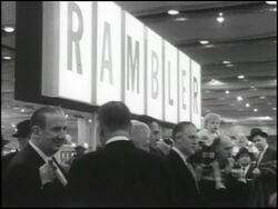 George Romney & AMC executives at 1959 auto show Stock Footage