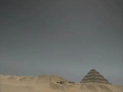Locked off shot of Pyramid in the distance, Sakkara, Egypt (sound available) Stock Footage