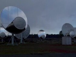 MS View of radar rising up / SETI lassen, California, United States Stock Footage