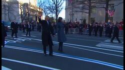 President Barack Obama exited his limousine for the traditional presidential walk in the inaugural parade from Capitol Hill to the White House. Obama and first lady Michelle Obama waved to cheering, flag-waving crowds lining Pennsylvania Avenue. News Clip