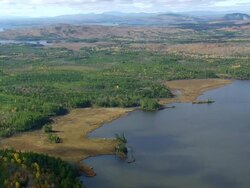 WS ARIEAL View of Landscape / Maine, United States Stock Footage