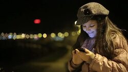 little girl typing sms Stock Footage