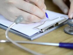 Doctor write prescription Stock Footage