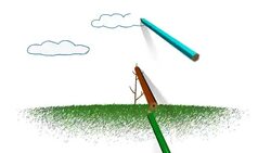 Kid's drawing of growing tree Stock Footage