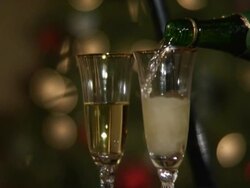 Champagne glasses at Christmas 2 Stock Footage