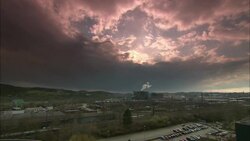 A dramatic sunset glows over a German city. Stock Footage