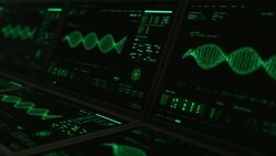 DNA Analysis Interface Monitors Stock Footage