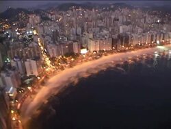 AERIAL, Brazil, Rio de Janeiro, Copacabana Beach at dusk Stock Footage