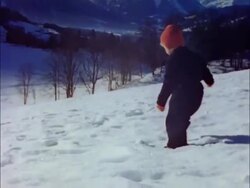 Children playing in snow in Berchtesgaden Stock Footage