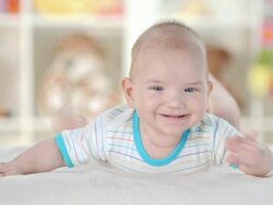 HD: Baby Boy Kicking With His Legs Stock Footage