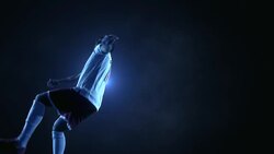 Soccer Player Kicking Ball in jump Stock Footage