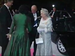 Queen Elizabeth II and Prince Philip arrive at Brdo Castle in Slovenia Stock Footage