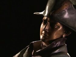 A bust of Napoleon Bonaparte rotates slowly against a black background. Stock Footage