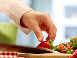 Slicing strawberry. Stock Footage