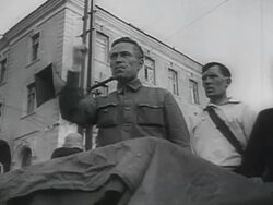 MS Man making speech for resistance, crowds crying AUDIO / Russia Stock Footage