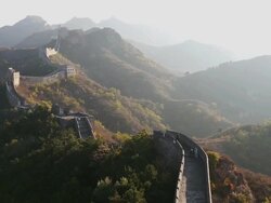 WS View of Great Wall fortifications Jinshanling / Huairou,Ã‚Â China Stock Footage