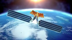 Loop animation of a satellite orbiting Earth 1080P Stock Footage