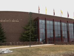 Mariucci Arena, the college hockey building located on the campus of the University of Minnesota in Minneapolis Stock Footage