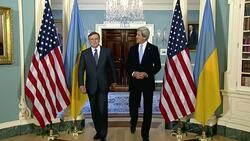 Secretary Kerry holds a bilateral meeting with Ukrainian Foreign Minister Leonid Kozhara News Clip